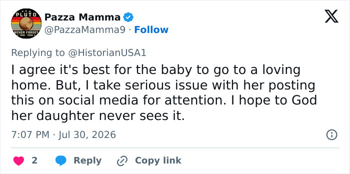 Screenshot of a social media comment expressing outrage over giving up a baby to a stranger. Screenshot of a social media comment expressing outrage over giving up a baby to a stranger.