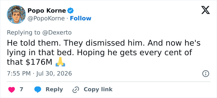 A tweet discussing a doxxing, swatting prank resulting in paralysis and police negligence, hoping for a large settlement. A tweet discussing a doxxing, swatting prank resulting in paralysis and police negligence, hoping for a large settlement.