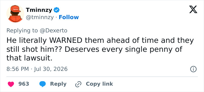 Tweet expressing outrage that a man ended up paralyzed in a doxxing, swatting prank despite warning police. Tweet expressing outrage that a man ended up paralyzed in a doxxing, swatting prank despite warning police.