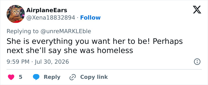 A Twitter post from AirplaneEars suggesting Meghan Markle's alleged lies about her upbringing and past. A Twitter post from AirplaneEars suggesting Meghan Markle's alleged lies about her upbringing and past.