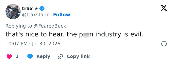 A social media post from trax @traxstarr on July 30, 2026, commenting on an adult star's heartbreaking health update. A social media post from trax @traxstarr on July 30, 2026, commenting on an adult star's heartbreaking health update.