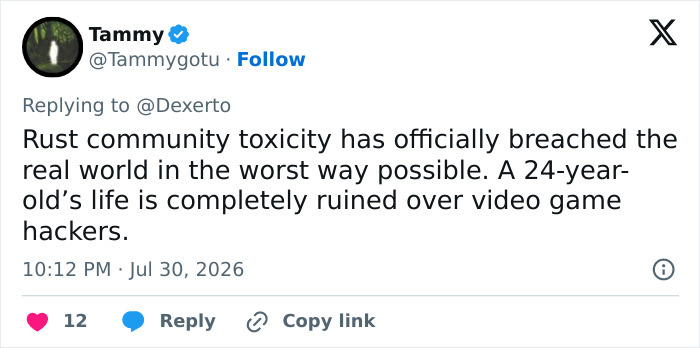 Tweet discussing the severity of a swatting prank, where a man was paralyzed despite police being warned. Tweet discussing the severity of a swatting prank, where a man was paralyzed despite police being warned.