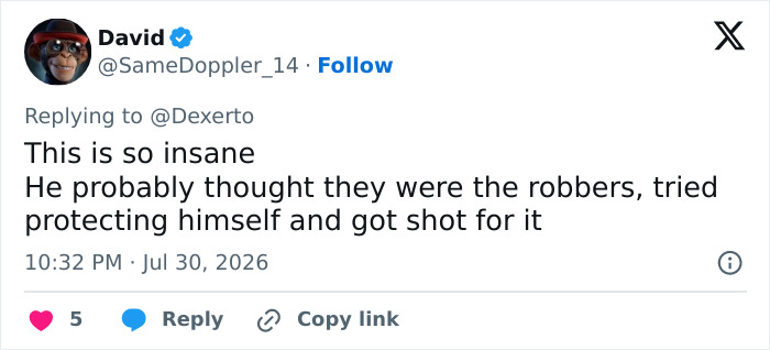Tweet describing a man paralyzed in a doxxing and swatting prank, emphasizing police received warnings. Tweet describing a man paralyzed in a doxxing and swatting prank, emphasizing police received warnings.