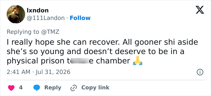 A tweet by user lxndon sharing a heartbreaking health update about a permanently disabled adult star's mom. A tweet by user lxndon sharing a heartbreaking health update about a permanently disabled adult star's mom.
