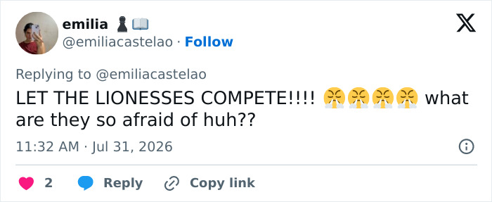 A social media post from the chess community urging to let the Lionesses compete, showing the uproar. A social media post from the chess community urging to let the Lionesses compete, showing the uproar.