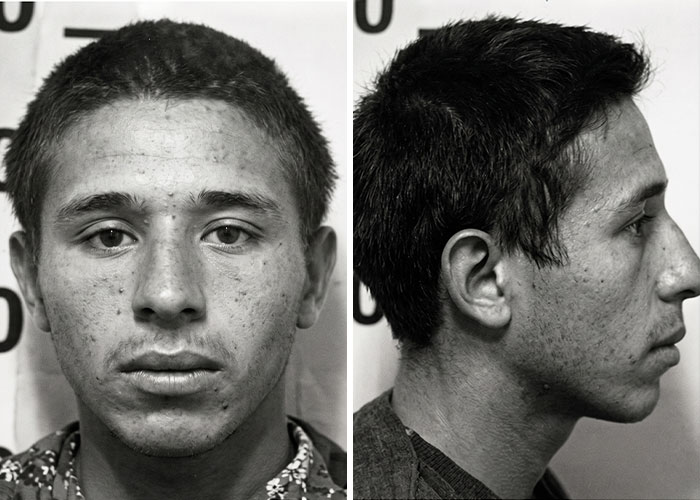 Mugshot-style photos of a 20YO man who disappeared, connected to a stray dog and horrific fate.