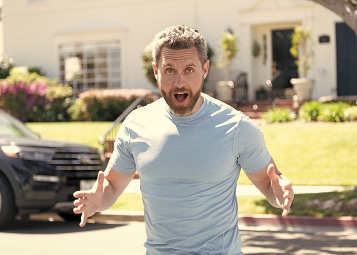 Man showing shock and anger, representing the livid owner of the neglected dog. Man showing shock and anger, representing the livid owner of the neglected dog.