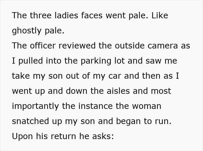 Text describing the dramatic moment an Old Karen attempts to kidnap a man's own stepson in a store. Text describing the dramatic moment an Old Karen attempts to kidnap a man's own stepson in a store.