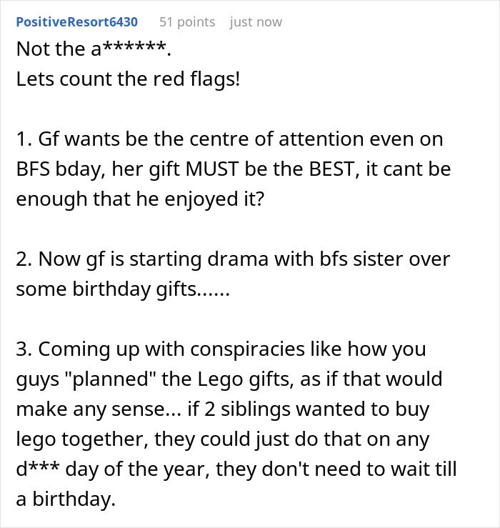 Woman Calls Boyfriend's Favorite Birthday Gift "Childish," His Twin Sister Doesn't Hold Back Woman Calls Boyfriend's Favorite Birthday Gift "Childish," His Twin Sister Doesn't Hold Back