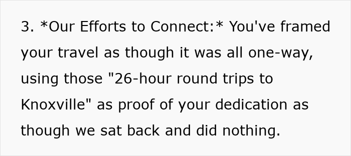 Text explaining a mom's efforts to connect with her son, mentioning 26-hour round trips to Knoxville to track down his money. Text explaining a mom's efforts to connect with her son, mentioning 26-hour round trips to Knoxville to track down his money.