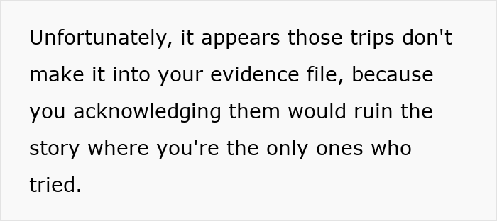 Text discussing how a mom's trips aren't acknowledged in an evidence file about her tracking down her son's money. Text discussing how a mom's trips aren't acknowledged in an evidence file about her tracking down her son's money.