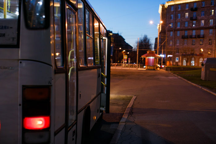 Bus parked at a bus station before sunrise, illustrating where the son dropped off his pushy MIL. Bus parked at a bus station before sunrise, illustrating where the son dropped off his pushy MIL.