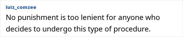 A social media comment criticizing the decision to undergo a dramatic cosmetic procedure, mentioning risks. A social media comment criticizing the decision to undergo a dramatic cosmetic procedure, mentioning risks.
