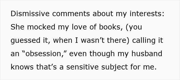 A woman feels like the third wheel in her marriage, experiencing dismissive comments about her love of books from her MIL. A woman feels like the third wheel in her marriage, experiencing dismissive comments about her love of books from her MIL.