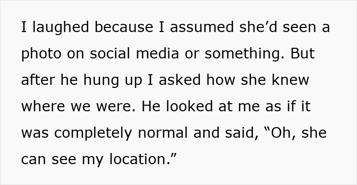 Screenshot detailing how a woman is obsessed with tracking her son's location, confirming the tracking.