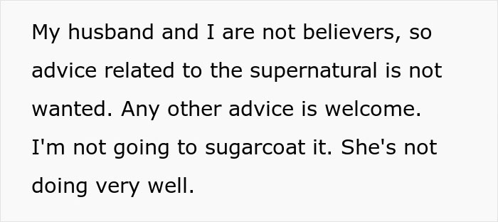 Text snippet discussing the MILs condition after her witching and potion, stating she is not doing well.