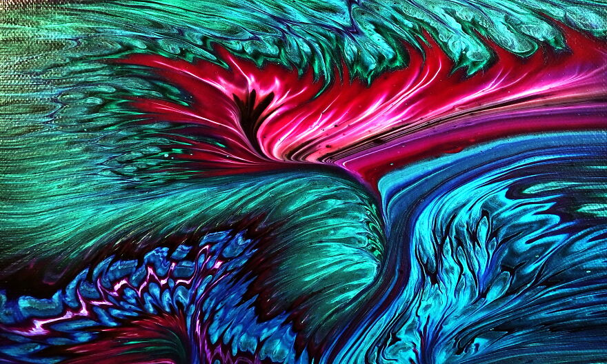 Aurora Tide ✨ Relaxing Feathery Straight Pour With Leftover Paints