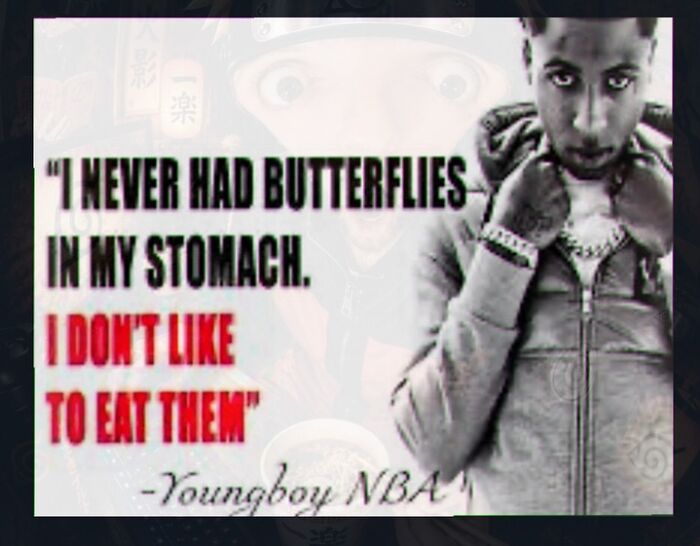 A weird meme featuring Youngboy NBA with a quote about butterflies.