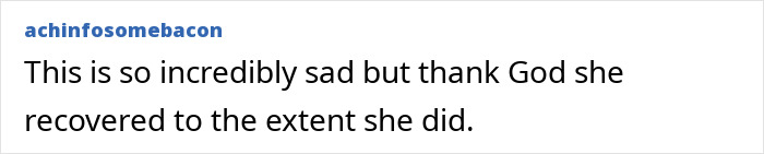 A comment expressing sadness and relief for the famous model's recovery after fighting for her life. A comment expressing sadness and relief for the famous model's recovery after fighting for her life.