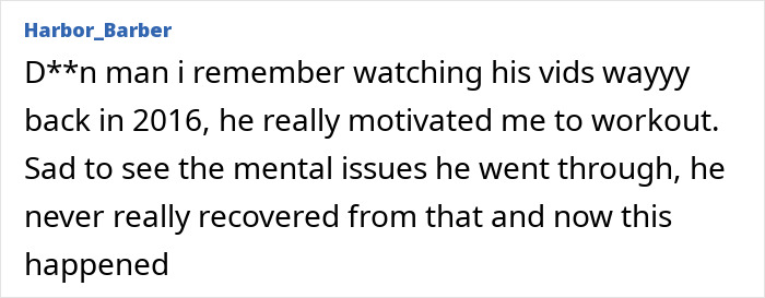 A screenshot of a comment from a viewer expressing sadness about a lookmaxxer passing and his extreme transformation. A screenshot of a comment from a viewer expressing sadness about a lookmaxxer passing and his extreme transformation.
