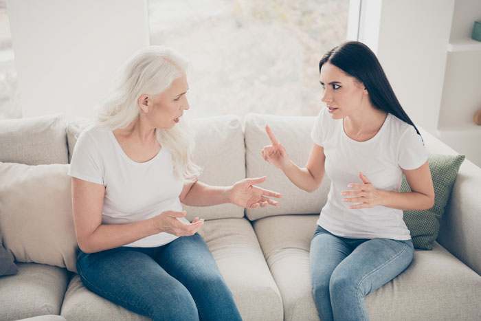 A man refuses to house his mom after she harassed his wife; an image of a wife and mother-in-law arguing.