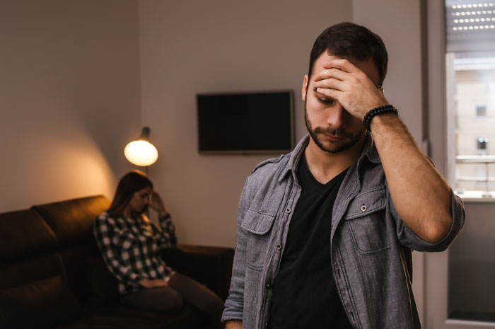 A man distraught after his autism diagnosis, wife changes her mind about having kids, looking devastated. A man distraught after his autism diagnosis, wife changes her mind about having kids, looking devastated.