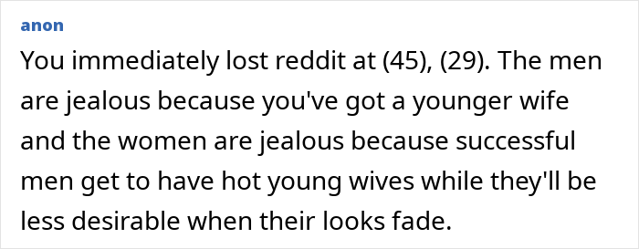 A Reddit comment discussing jealousy over a younger new wife, related to dad hiring a nanny. A Reddit comment discussing jealousy over a younger new wife, related to dad hiring a nanny.