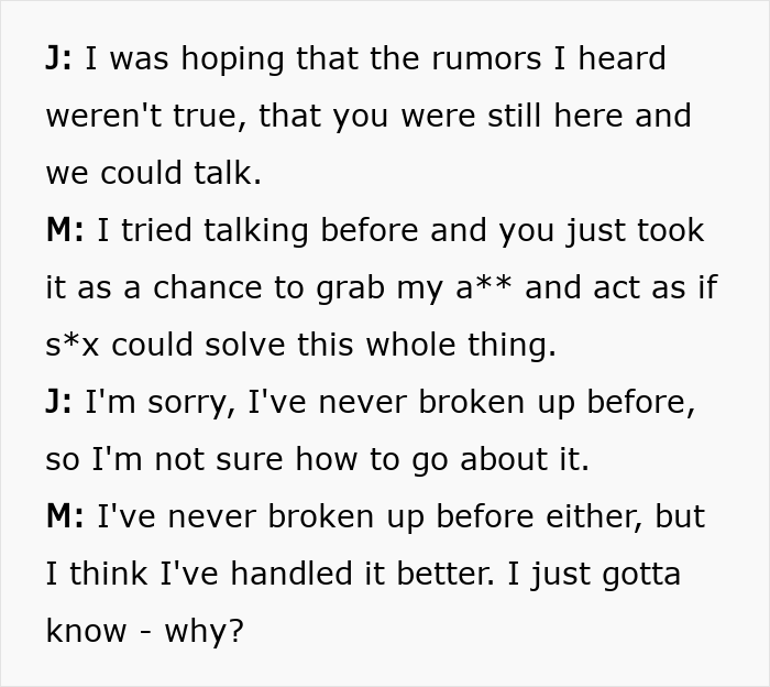 Text conversation showing J apologizing for a breakup caused by his mother, impacting his marriage plans.
