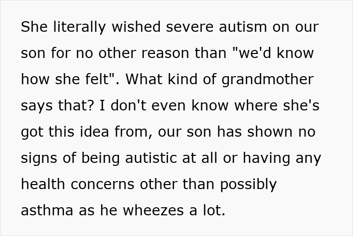 Evil Grandma Hopes Couple Has Severely Autistic Child Just Like Hers, Wants Them In Same Boat