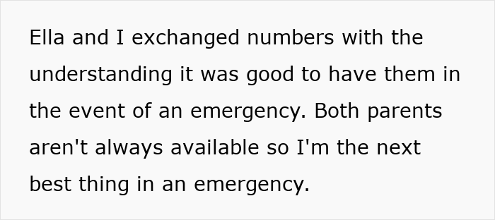 Screenshot of an online post about exchanging numbers with the nanny, part of the story of pursuing friend's nanny.