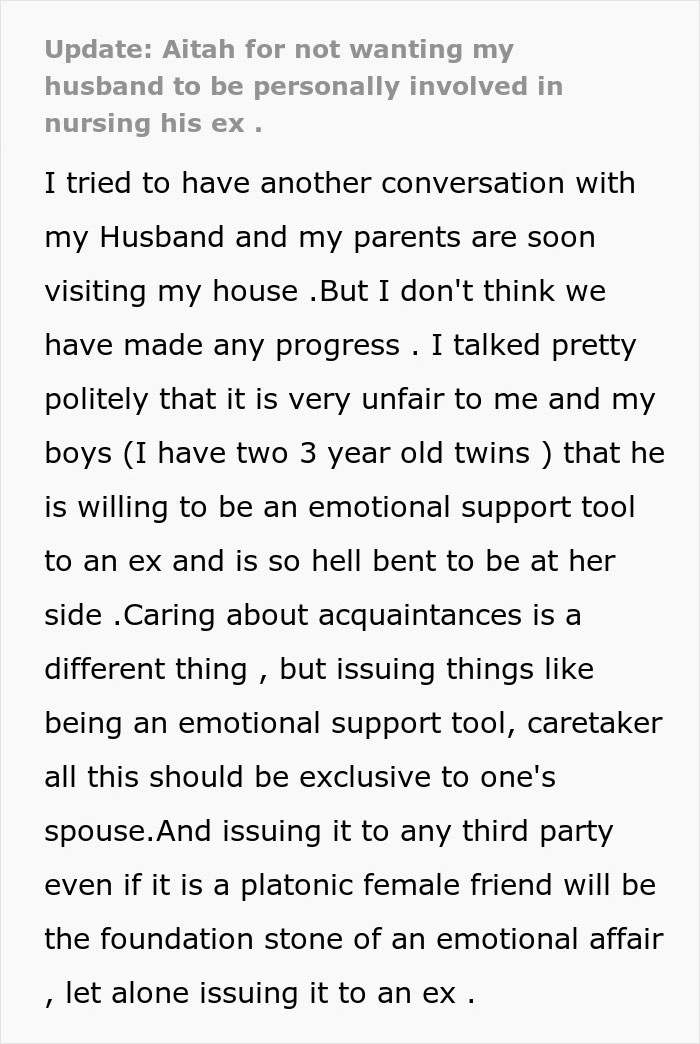 Husband Drops Everything To Help His Sick Ex Wife, Doesn't Care What His Current Wife Thinks Husband Drops Everything To Help His Sick Ex Wife, Doesn't Care What His Current Wife Thinks