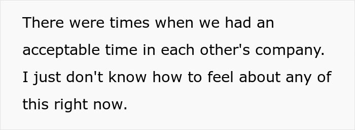 Text snippet: Crazy MIL and I had acceptable times in each other's company, but don't know how to feel about potion.