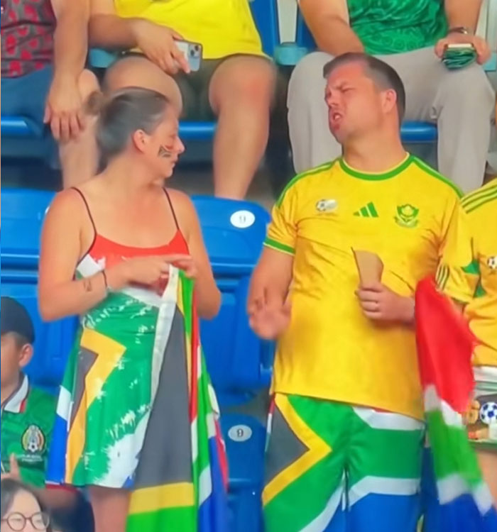 A couple in a heated discussion at a World Cup match, a viral moment leading to backfire. A couple in a heated discussion at a World Cup match, a viral moment leading to backfire.