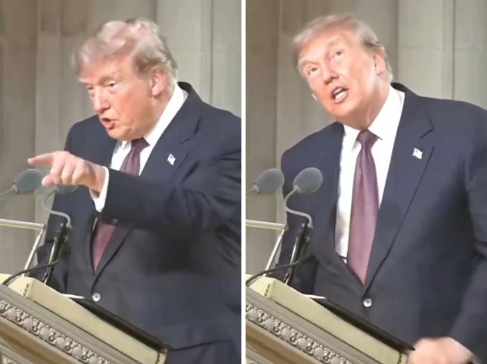 Donald Trump speaking at Lindsey Graham's funeral.