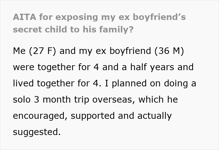 Screenshot of an article about a man hiding his baby from his family and his ex telling them the truth