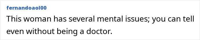 Netizen comment about influencer working out in a bikini, suggesting she has mental issues.