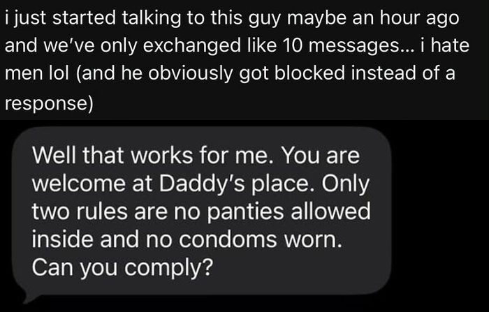 A phone screen showing a text message with funny examples of a guy who thinks highly of himself.