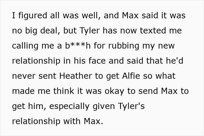 Man cheats on GF text screenshot, revealing Tyler's angry reaction to his ex dating his childhood friend. Man cheats on GF text screenshot, revealing Tyler's angry reaction to his ex dating his childhood friend.