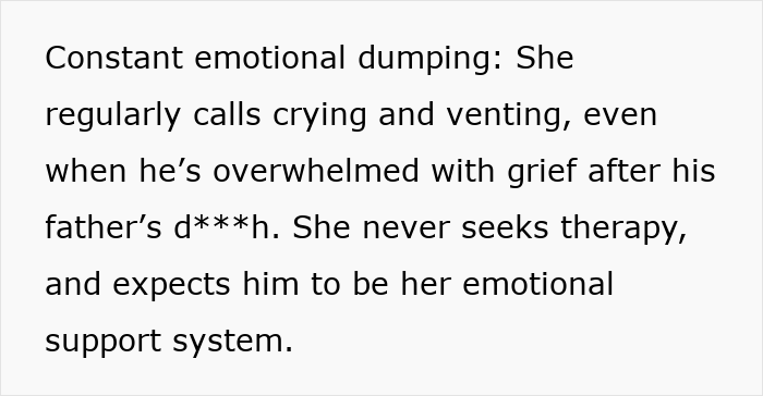 The woman feels like the third wheel as her MIL engages in constant emotional dumping, using her husband as support. The woman feels like the third wheel as her MIL engages in constant emotional dumping, using her husband as support.