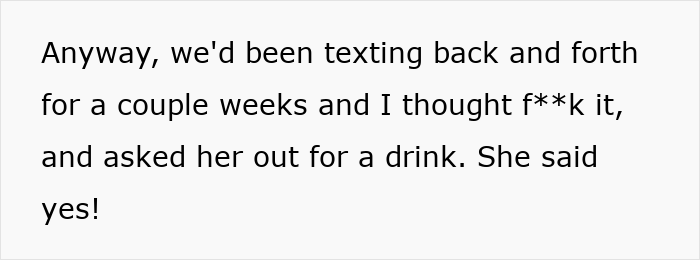 A text message about pursuing a friend's nanny for a date and her saying yes.