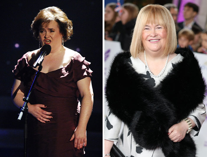 Singer Susan Boyle, a star with an autism diagnosis, performing and at an event.