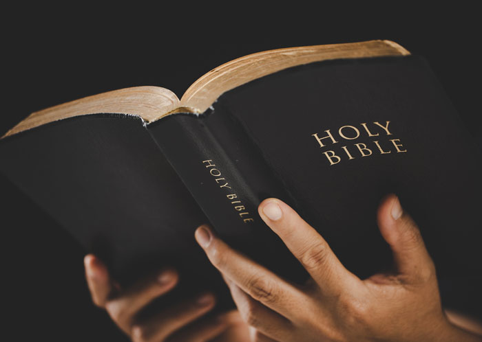 A person holding an open Holy Bible. This image can be used for boss stories that make you quit your job.