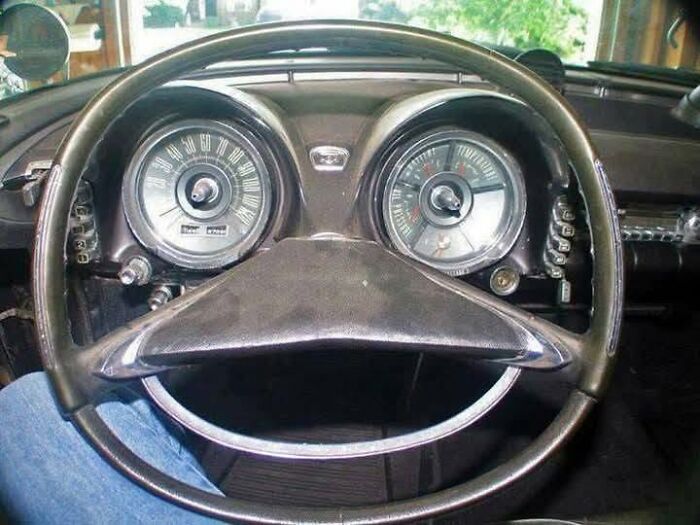 Xavier shares a hilarious post featuring a vintage car's dashboard and steering wheel resembling a smiling face.