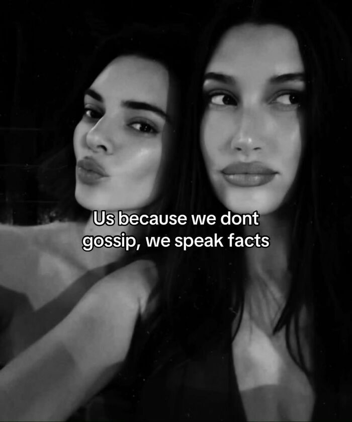 A hilarious meme showing two women, conveying the relatable idea that they speak facts instead of gossiping.