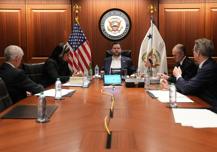 JD Vance at a meeting, reflecting on his public role amidst news of his fourth child's birth. JD Vance at a meeting, reflecting on his public role amidst news of his fourth child's birth.