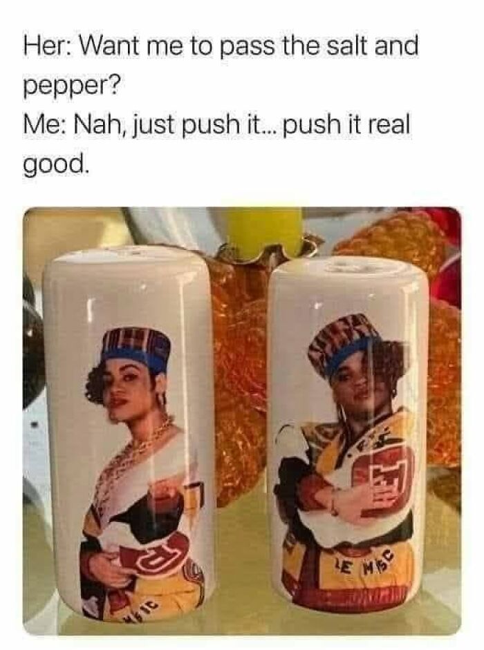 Gen X meme with salt and pepper shakers featuring musical artists, recalling 90s pop culture.