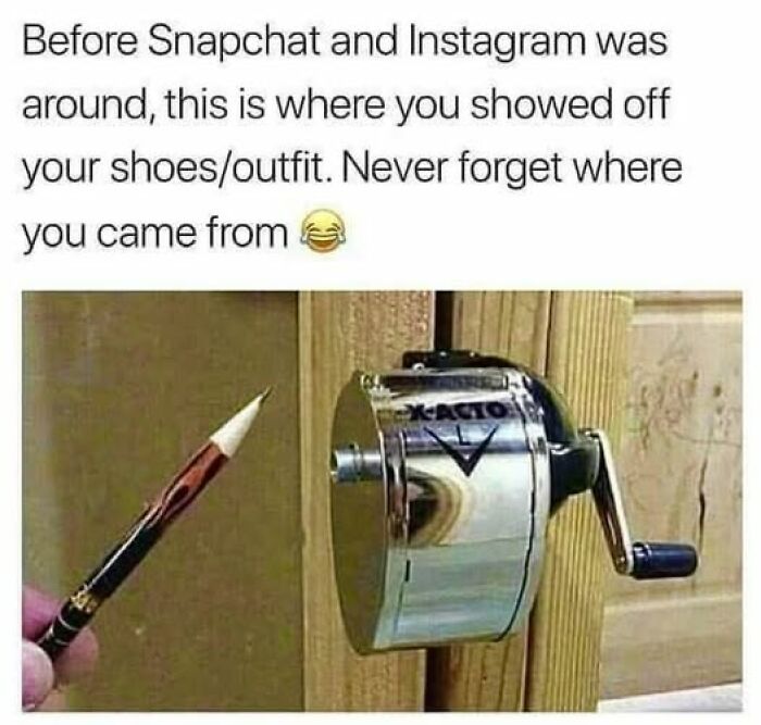 Gen X meme featuring a pencil and a pencil sharpener, highlighting old-school items.