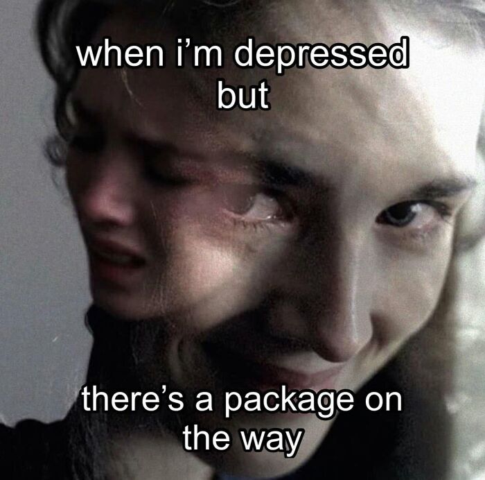 A funny post featuring a distorted face showing both sadness and happiness, capturing the complexity of what being a woman is like.