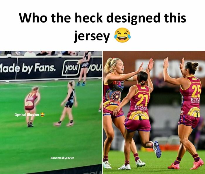 An optical illusion on a sports jersey, making for a hilarious post from Xavier.