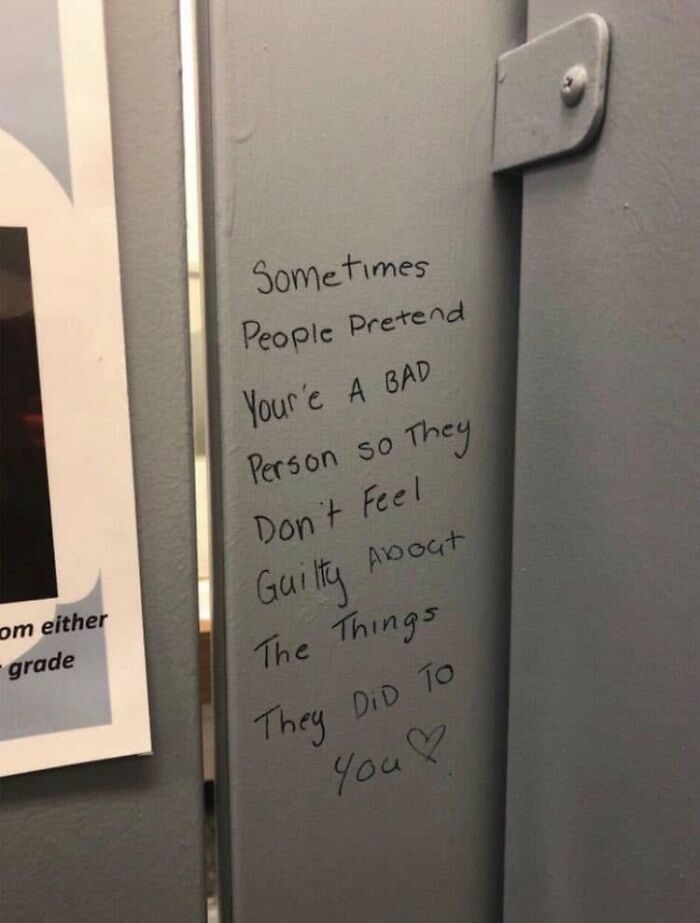 Funny post about what being a woman is really like, handwritten quote on a wall about bad people.